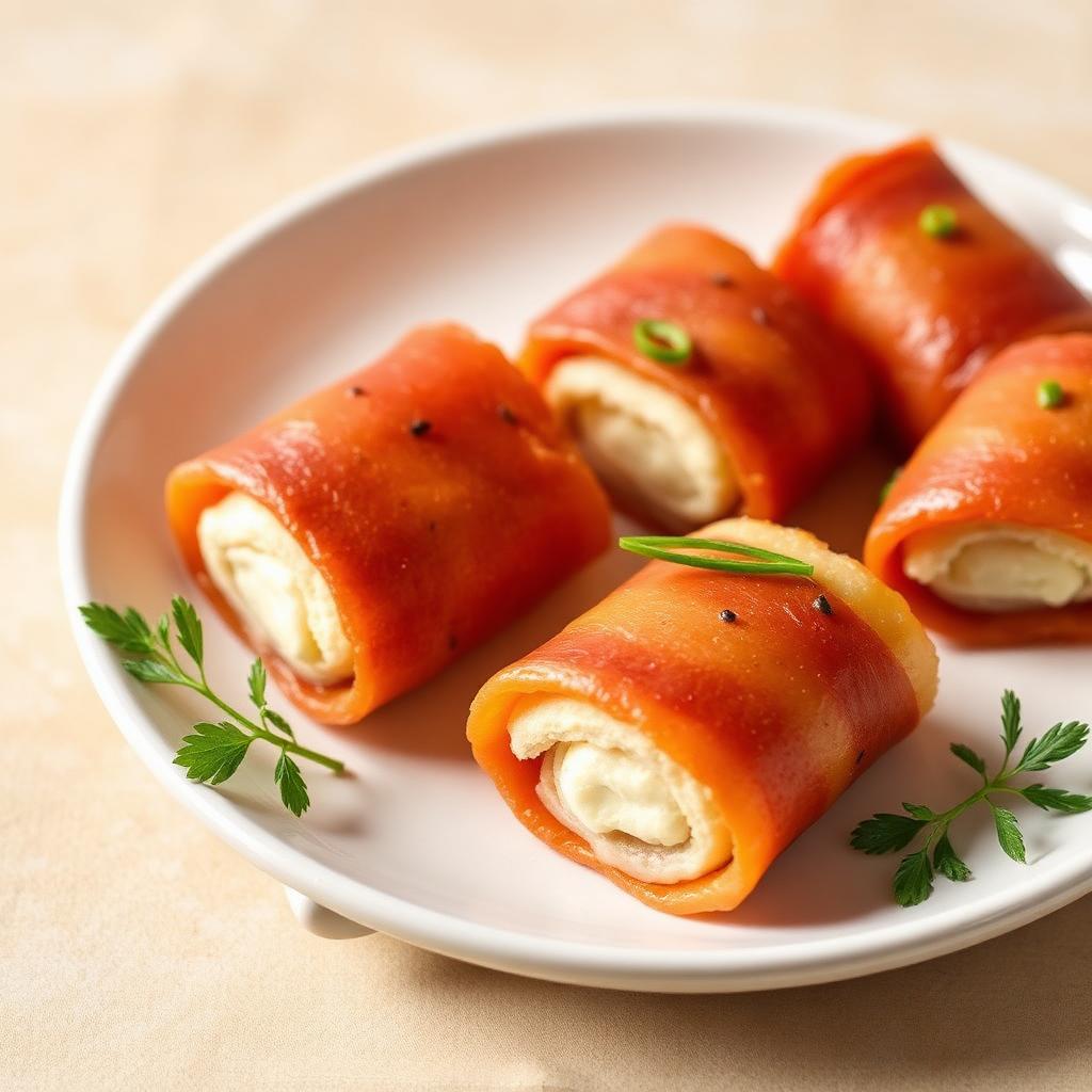 Rollitos de jamón con queso crema